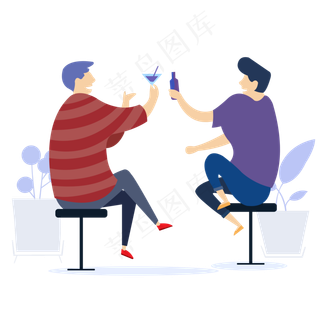 喝酒聊天的人们免抠素材