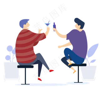 喝酒聊天的人们免抠素材