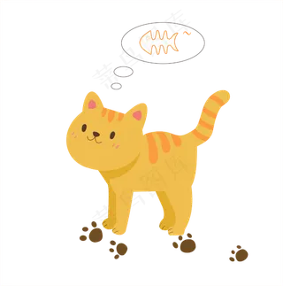 卡通动物猫咪想吃,免抠元素
