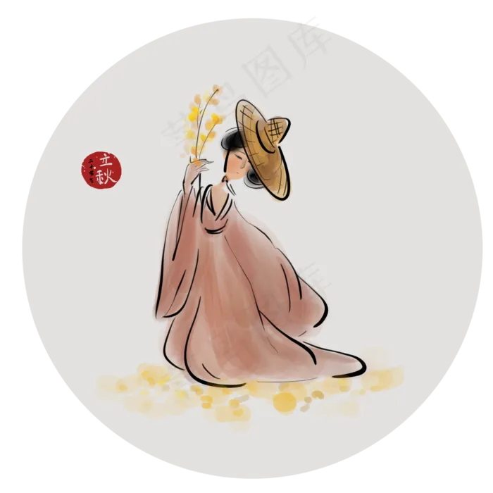 立秋麦收的古代人物,免抠元素(2000*2000px 300 dpi )psd模版下载