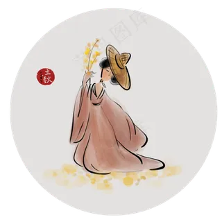 立秋麦收的古代人物,免抠元素