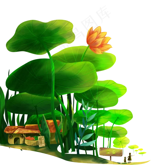 唯美荷花荷叶(2000X2000(DPI:300))psd模版下载