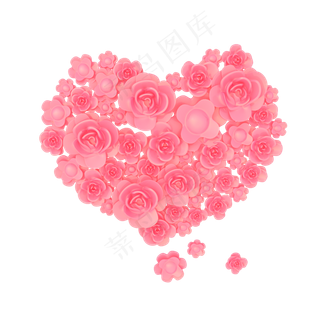 立体花型C4D红色爱心