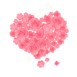 立体花型C4D红色爱心