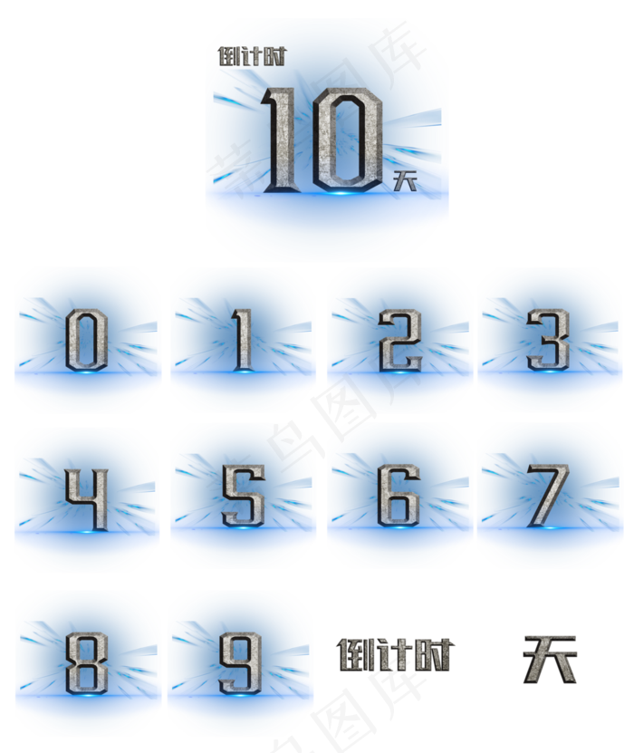 钢铁风倒计时10天创意数字