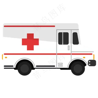 卡通矢量救护车免抠png