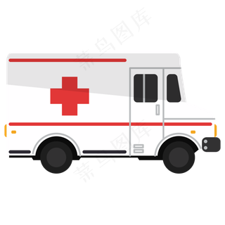卡通矢量救护车免抠png