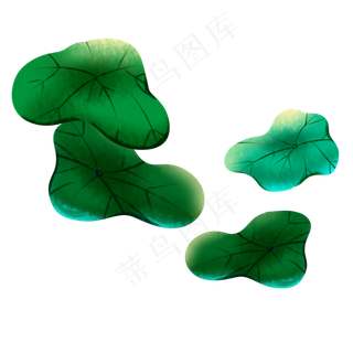 卡通绿色荷花叶子免抠图