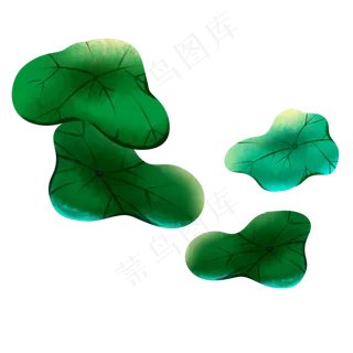 卡通绿色荷花叶子免抠图