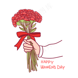 妇女节康乃馨插图PNG免抠素材,免抠元素