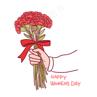 妇女节康乃馨插图PNG免抠素材,免抠元素