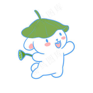 头顶荷叶的白兔