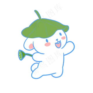 头顶荷叶的白兔