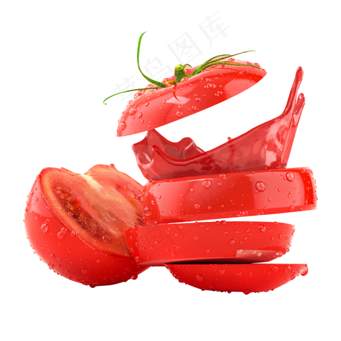 C4D立体简约番茄电商元素,免抠元素