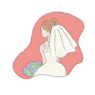 手绘清新浪漫婚礼新娘