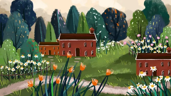 复古春暖花开风景