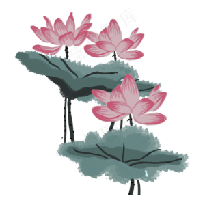 手绘中国风荷花水墨画PNG素材,免抠元素