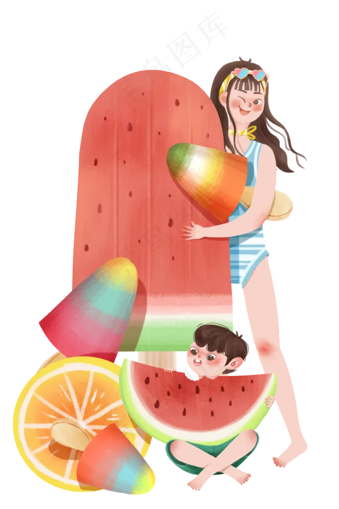 夏日饮品消夏彩虹冰棍(3000X4500(DPI:300))psd模版下载