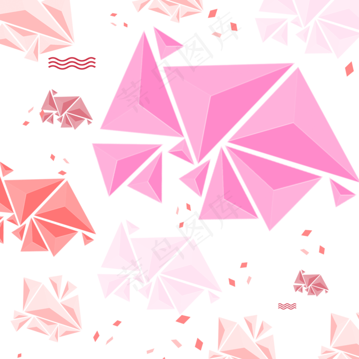 红色几何图漂浮618年中大促(2000X2000(DPI:100))psd模版下载