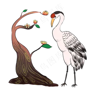 仙鹤丹顶鹤中国风装饰