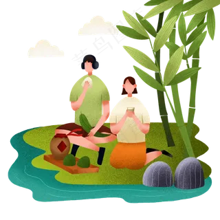 吃粽子的小女孩