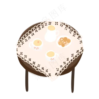 褐色的圆形小桌子,免抠元素