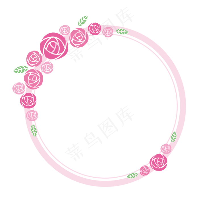 粉色玫瑰圆形清新相框设计(2000*2000px 300 dpi )ai矢量模版下载