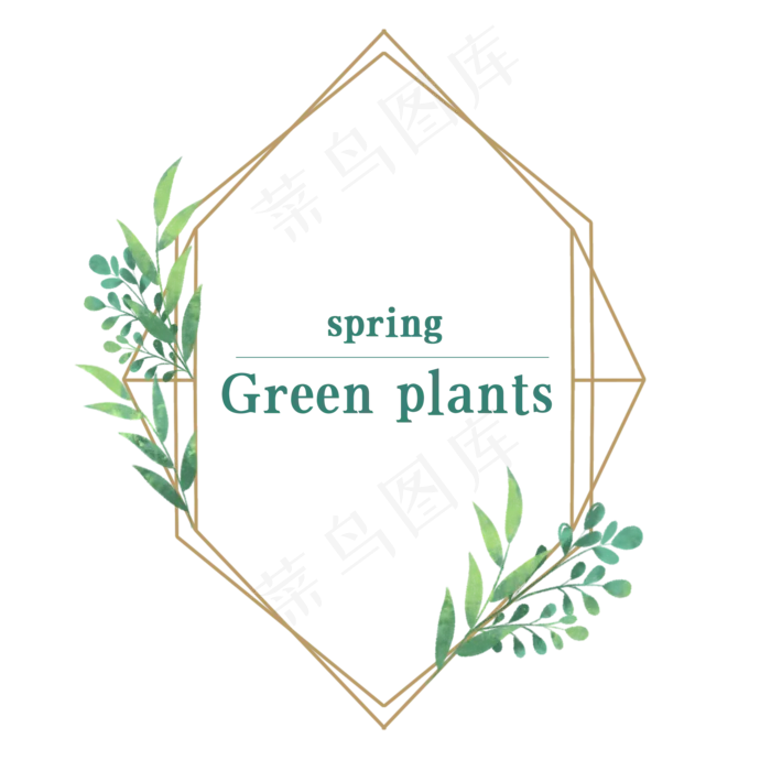 春季金丝水彩植物边框(2000X2000(DPI:300))psd模版下载