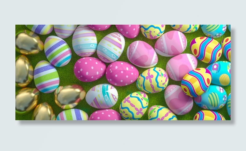 C4D立体创意彩蛋复活节促销活动背景