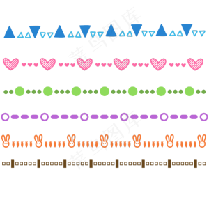 多种卡通手绘几何形状分界线,免抠元素