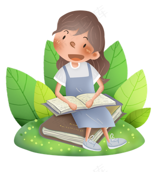 世界阅读日草地上看书的女孩,免抠元素
