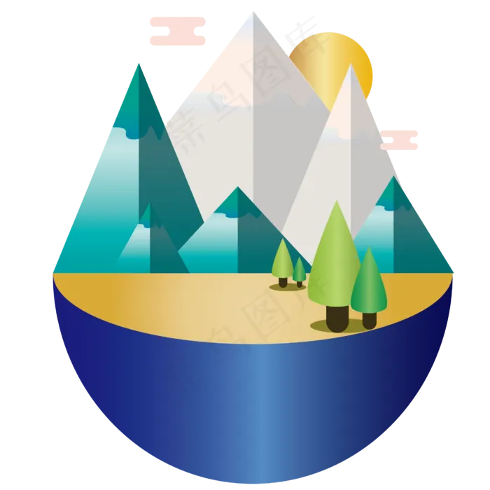 渐变扁平风风景渐变(2000X2000(DPI:300))ai矢量模版下载