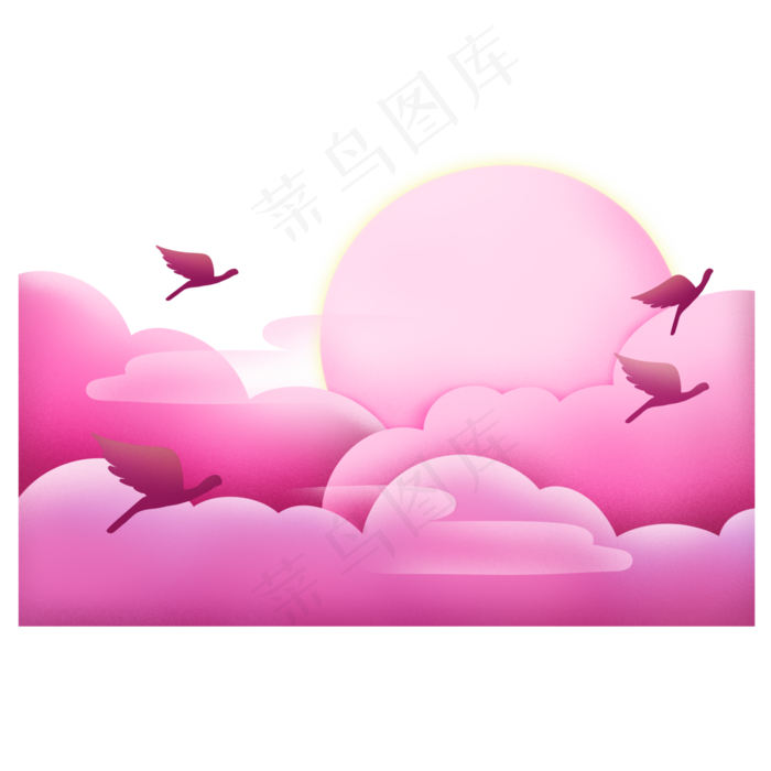 剪纸风云朵月亮,免抠元素