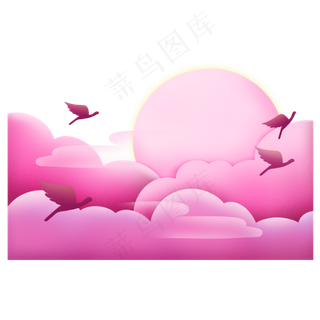 剪纸风云朵月亮,免抠元素