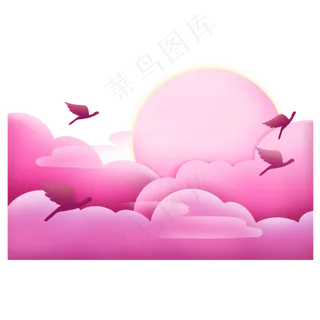 剪纸风云朵月亮,免抠元素