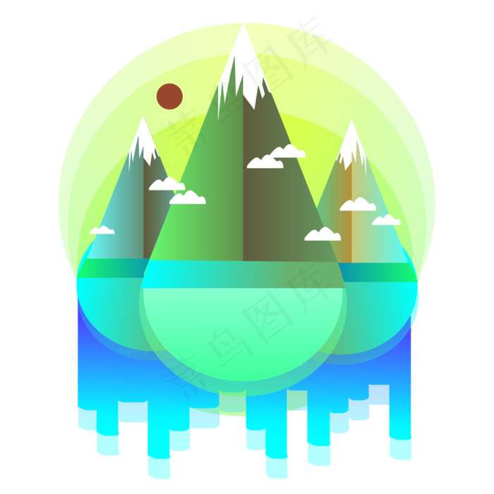 春色绿色山(2000*2000px 300 dpi )ai矢量模版下载