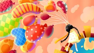 黄色系卡通手绘风儿童节气球女孩配图