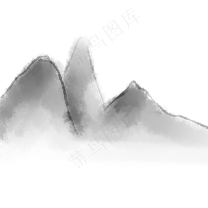 手绘简易山水画免抠图(2000X2000(DPI:300))psd模版下载
