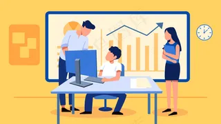 矢量扁平金融科技商务办公