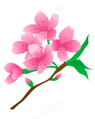 矢量免扣卡通桃花