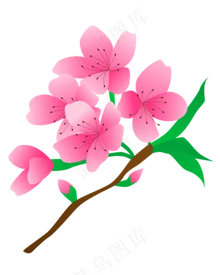 矢量免扣卡通桃花