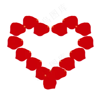 红色的玫瑰花瓣组成的心形