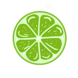 矢量图水彩青色青柠