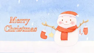 圣诞节水彩手绘小清新雪人
