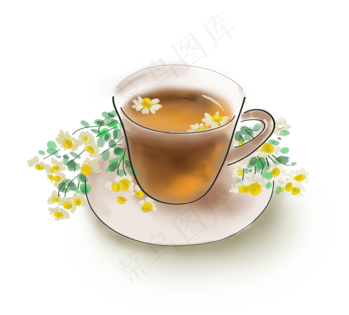 白露手绘古风菊花茶