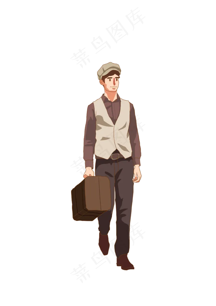 春分提行李箱的男人免扣元素,免抠元素(2480X3508(DPI:300))psd模版下载