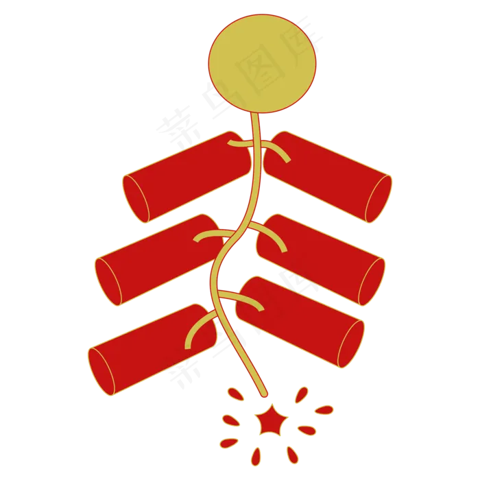 春节喜庆烟花炮竹装饰,免抠元素