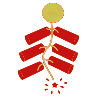 春节喜庆烟花炮竹装饰,免抠元素