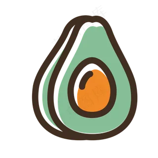 卡通简笔画牛油果免抠图