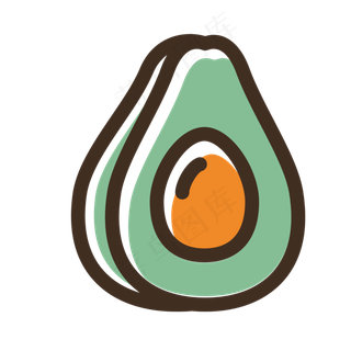 卡通简笔画牛油果免抠图
